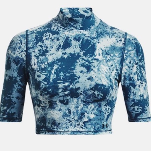 NWT Under Armour UA Meridian Crop Printed Short Sleeve Mock Neck Top - Picture 3 of 6